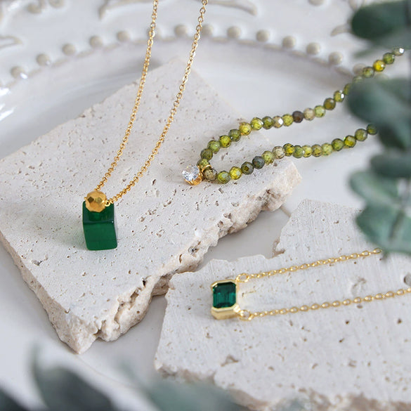 Wholesale Jewelry Geometric 316L Stainless Steel Gold Plated Inlay Design Necklace Unisex