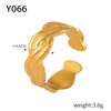 Wholesale Jewelry Geometric 316L Stainless Steel Gold Plated Opening Ring