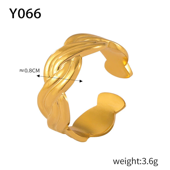 Wholesale Jewelry Geometric 316L Stainless Steel Gold Plated Opening Ring