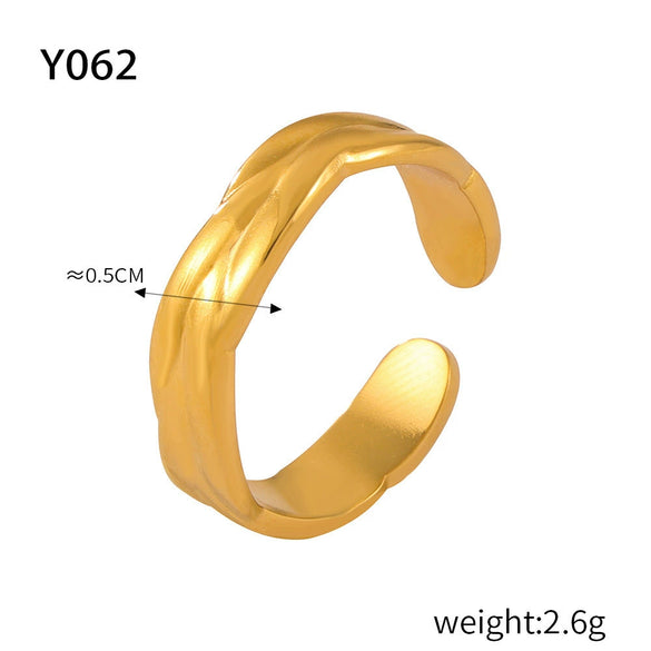 Wholesale Jewelry Geometric 316L Stainless Steel Gold Plated Opening Ring