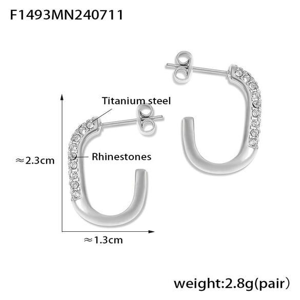 Wholesale Jewelry Geometric 316L Stainless Steel Gold Plated Ushaped Earrings