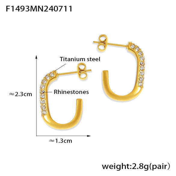 Wholesale Jewelry Geometric 316L Stainless Steel Gold Plated Ushaped Earrings