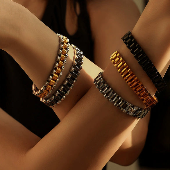Wholesale Jewelry Geometric 316L Stainless Steel Goldplated Bracelet