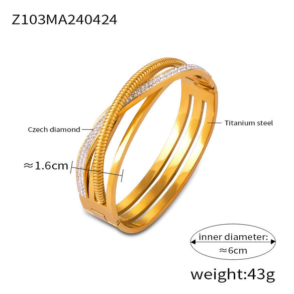 Wholesale Jewelry Geometric 316L Stainless Steel Goldplated British Retro Bracelet