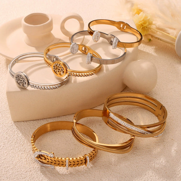Wholesale Jewelry Geometric 316L Stainless Steel Goldplated British Retro Bracelet