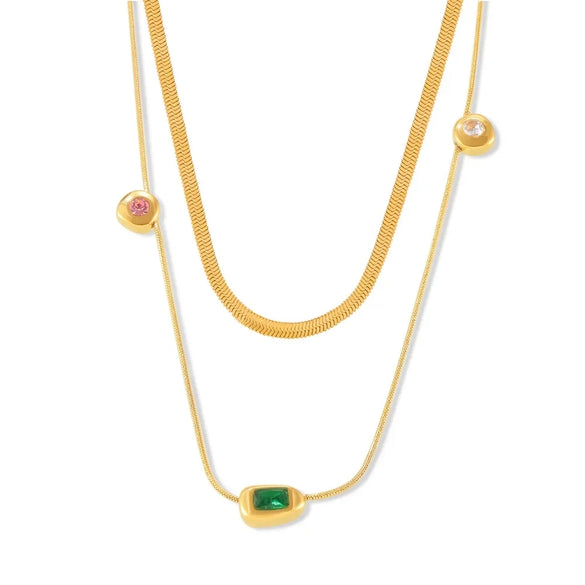 Wholesale Jewelry Geometric Titanium Steel 18K Gold Plated Pendant Clavicle Chain For Women Niche Style
