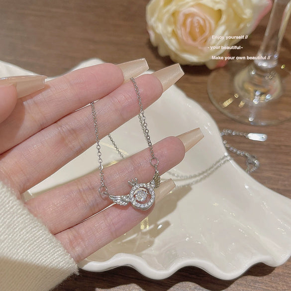 Wholesale Jewelry Geometric Titanium Steel Pendant Necklace With Mixed Gemstone Setting And Zirconia For Women