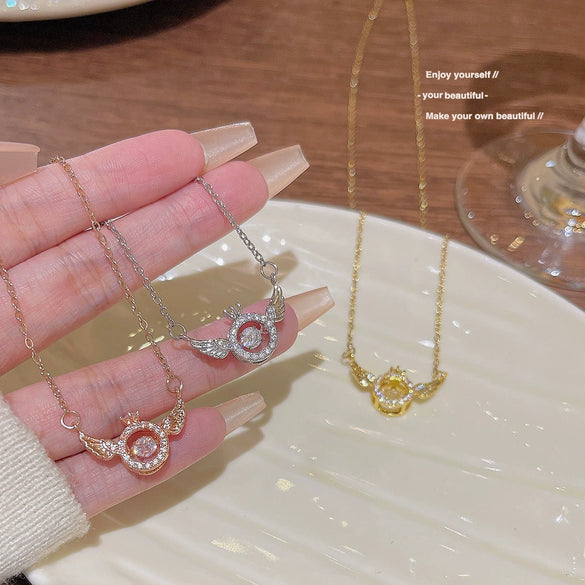 Wholesale Jewelry Geometric Titanium Steel Pendant Necklace With Mixed Gemstone Setting And Zirconia For Women