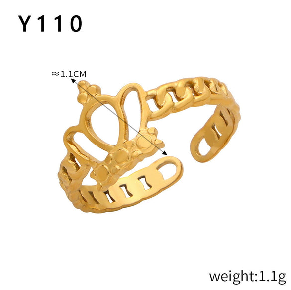 Wholesale Jewelry Geometric 316L Stainless Steel Ring Electroplated Multilayer Stacked Unisex