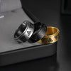 Wholesale Jewelry Geometric Titanium Steel Ring With Rotatable Triangle Knot And Electroplating Treatment