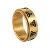 Wholesale Jewelry Geometric Titanium Steel Ring With Rotatable Triangle Knot And Electroplating Treatment