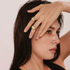 Wholesale Jewelry Geometric White Seashell Stainless Steel Ring With 18K Gold Plating