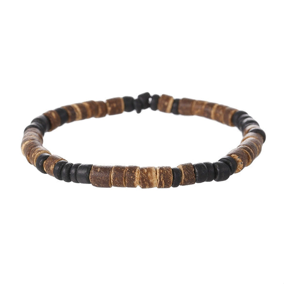 Wholesale Jewelry Geometric Wooden Beads Turquoise Coconut Shell Handmade Unisex Bracelet