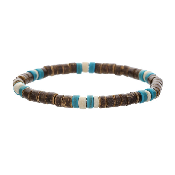 Wholesale Jewelry Geometric Wooden Beads Turquoise Coconut Shell Handmade Unisex Bracelet