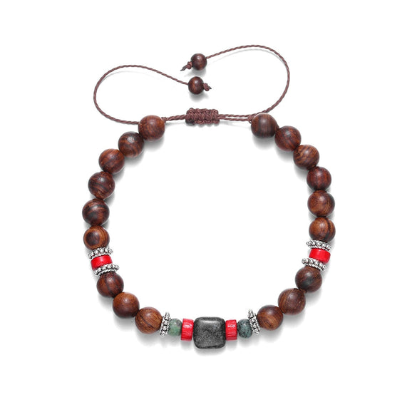 Wholesale Jewelry Geometric Wooden Beads Turquoise Coconut Shell Handmade Unisex Bracelet