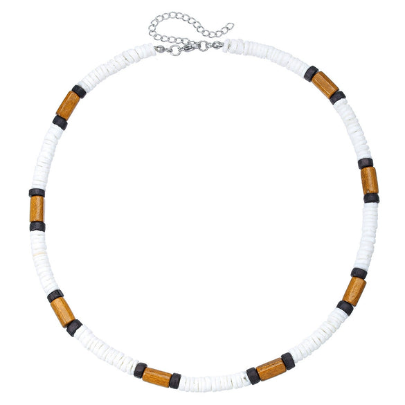 Wholesale Jewelry Geometric Wooden Shell Stainless Steel Handmade O Chain Necklace Unisex Hiphop Style