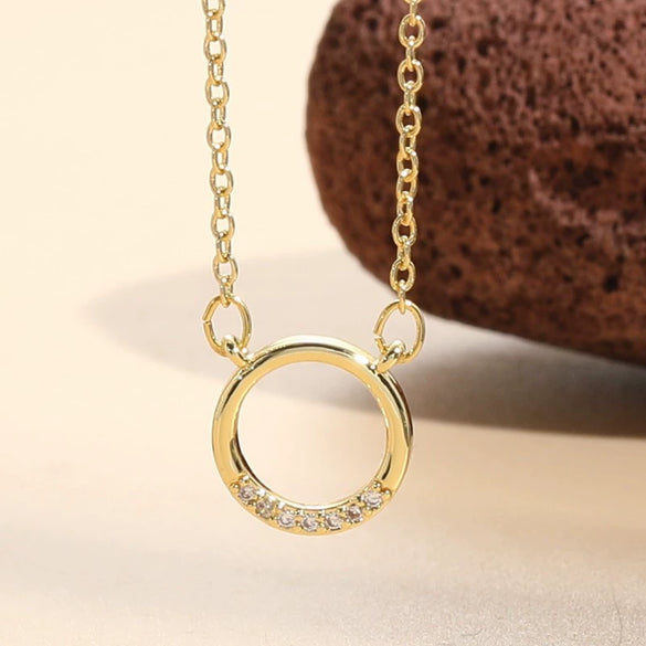 Wholesale Jewelry Geometric Zircon Copper Electroplated Clavicle Necklace For Women Light Luxury Style
