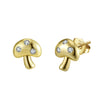 Wholesale Jewelry Geometric Zircon Inlaid S925 Silver Mushroom Earrings Electroplated For Women