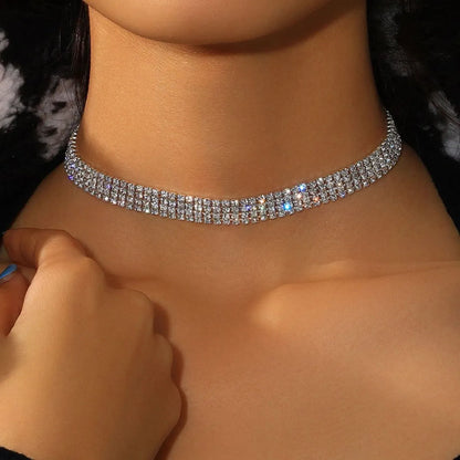 Wholesale Jewelry Glam Geometric Alloy Rhinestones Choker