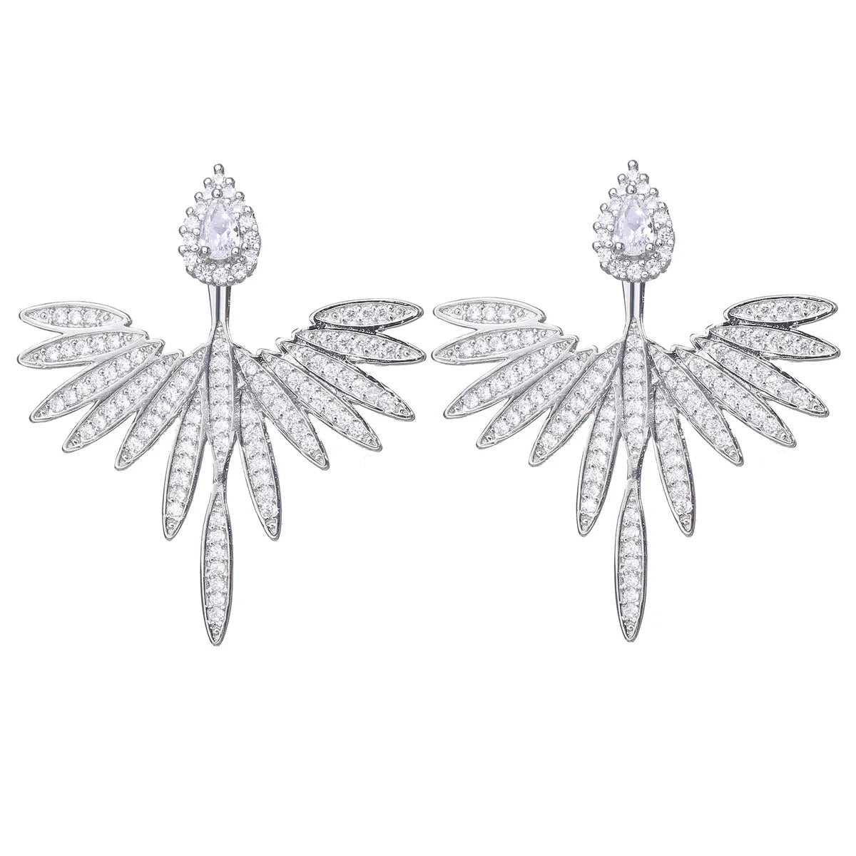 Wholesale Jewelry Glam Lady Shiny Angel Wings Alloy Rhinestones Inlay Earrings