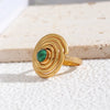 Wholesale Jewelry Glam Lady Spiral Ferroalloy Natural Stone Turquoise Inlay Rings