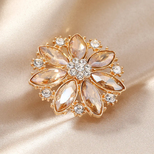 Wholesale Jewelry Glam Luxurious Lady Flower Alloy Artificial Rhinestones Plating Inlay Open Ring
