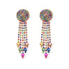 Wholesale Jewelry Glam Queen Tassel Glass Metal Hollow Out Drop Earrings