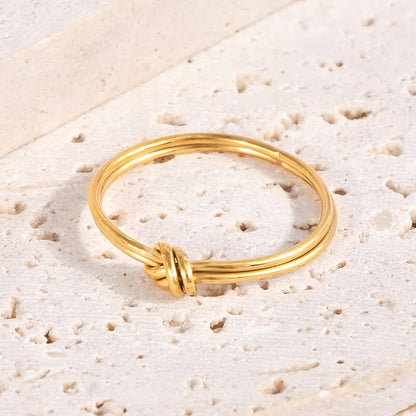 Wholesale Jewelry Glam Shiny Solid Color 304 Stainless Steel 18K Gold Plated Plating Rings