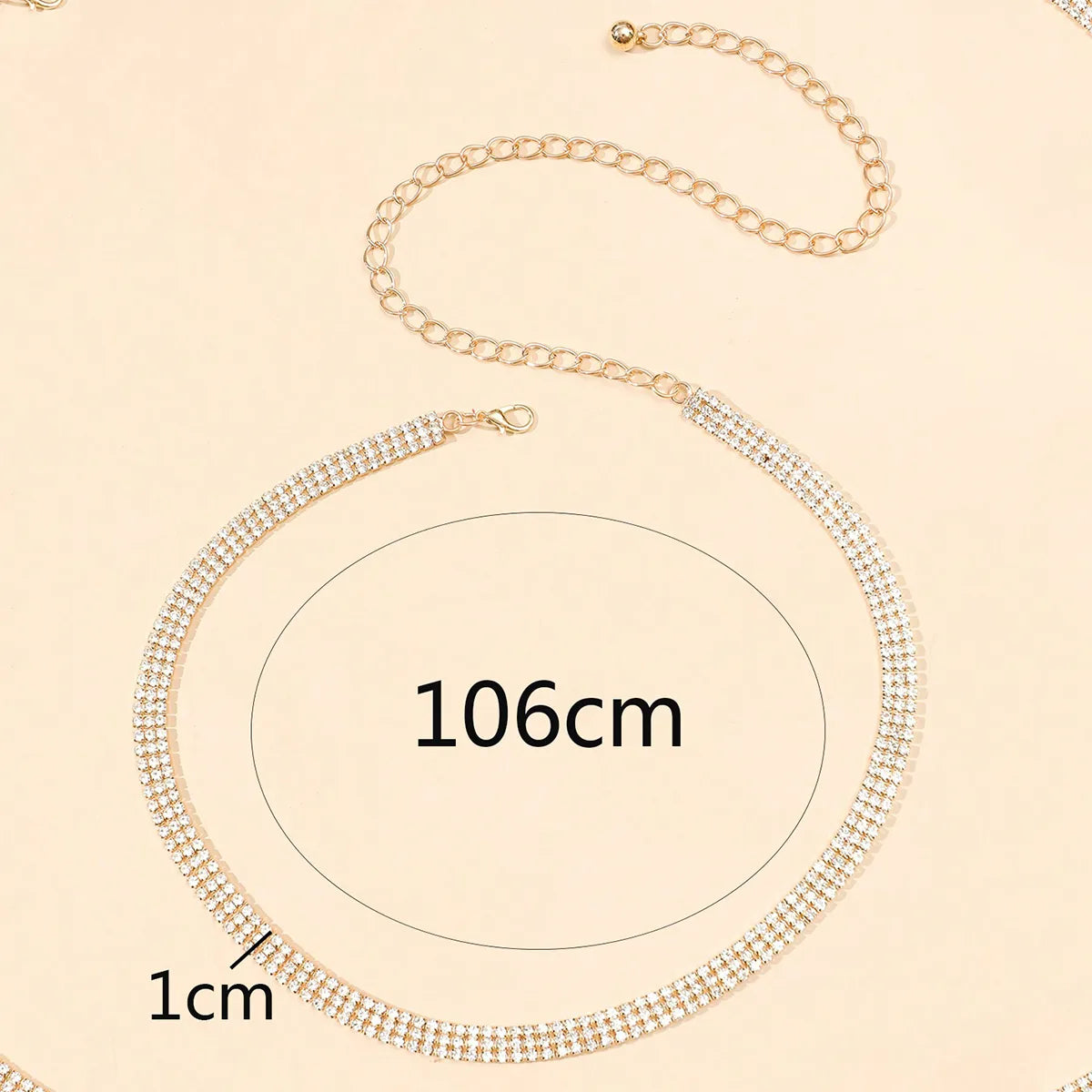 Wholesale Jewelry Glam Shiny Solid Color Alloy Glass Inlay Waist Chain