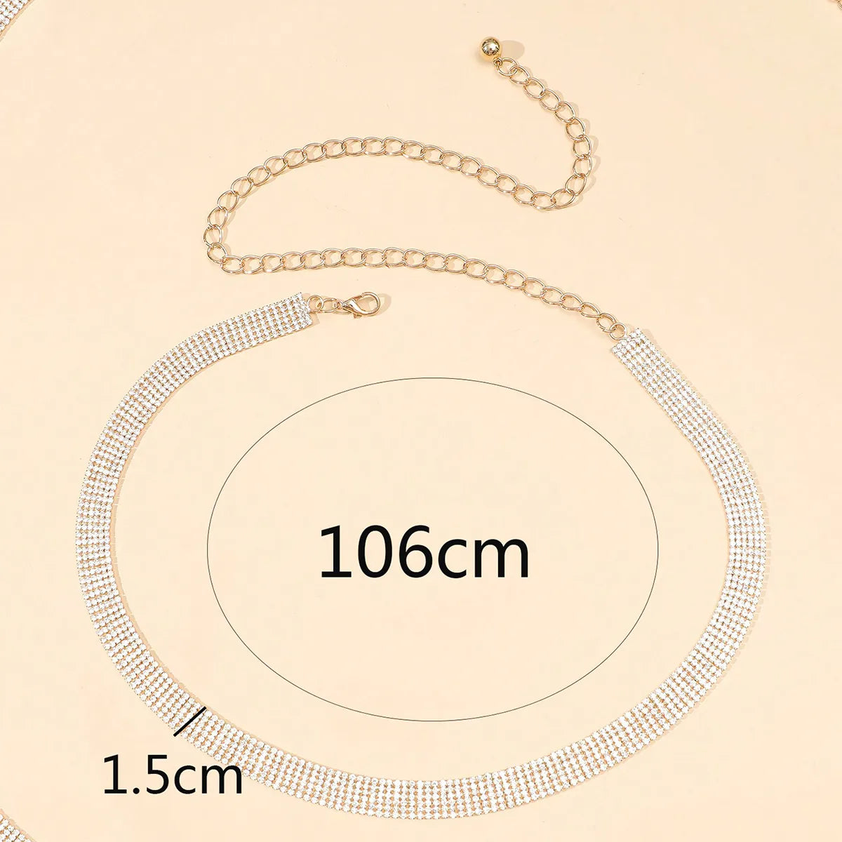 Wholesale Jewelry Glam Shiny Solid Color Alloy Glass Inlay Waist Chain