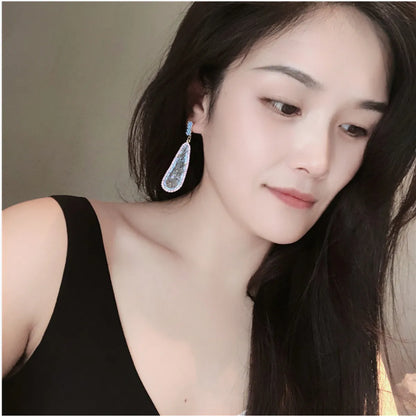 Wholesale Jewelry Glam Water Droplets Alloy Artificial Gemstones Plating Inlay Drop Earrings