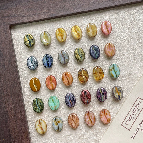 Wholesale Jewelry Glass Glazed Beads Lines Pattern Pearlescent Treatment Bracelet Necklace Mobile Phone Chain Accessories Material