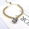 Wholesale Jewelry Gold Plated Beaded Balloon Initial Charm Adjustable Bracelet With Letters Numbers Text