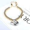 Wholesale Jewelry Gold Plated Beaded Balloon Initial Charm Adjustable Bracelet With Letters Numbers Text