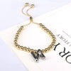 Wholesale Jewelry Gold Plated Beaded Balloon Initial Charm Adjustable Bracelet With Letters Numbers Text
