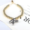 Wholesale Jewelry Gold Plated Beaded Balloon Initial Charm Adjustable Bracelet With Letters Numbers Text