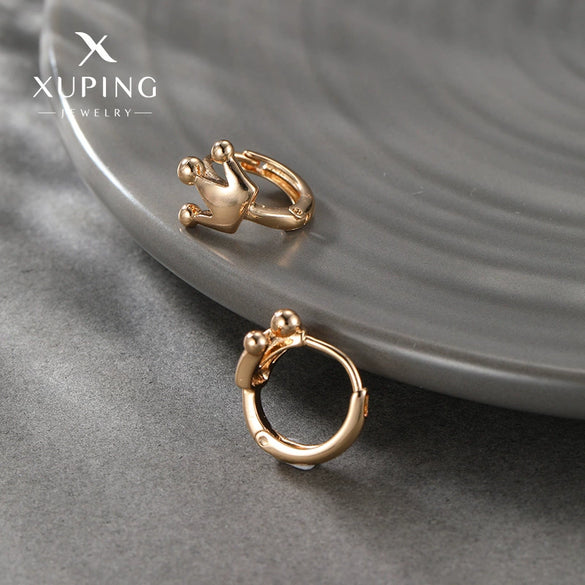 Wholesale Jewelry Gold Plated Crown Earrings Minimalist Style