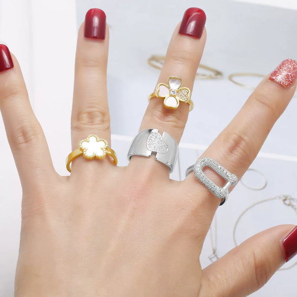 Wholesale Jewelry Goldplated Copper Heart Ushaped Open Ring Geometric Style For Women And Unisex