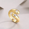Wholesale Jewelry Goldplated 925 Silver Ring Set With Diamonds Geometric Style