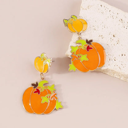 Wholesale Jewelry Gothic Cool Style Pumpkin Alloy Enamel Drop Earrings