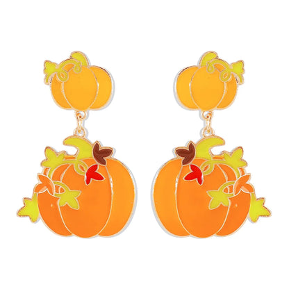 Wholesale Jewelry Gothic Cool Style Pumpkin Alloy Enamel Drop Earrings