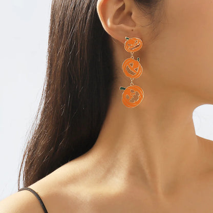 Wholesale Jewelry Gothic Cool Style Pumpkin Alloy Enamel Drop Earrings