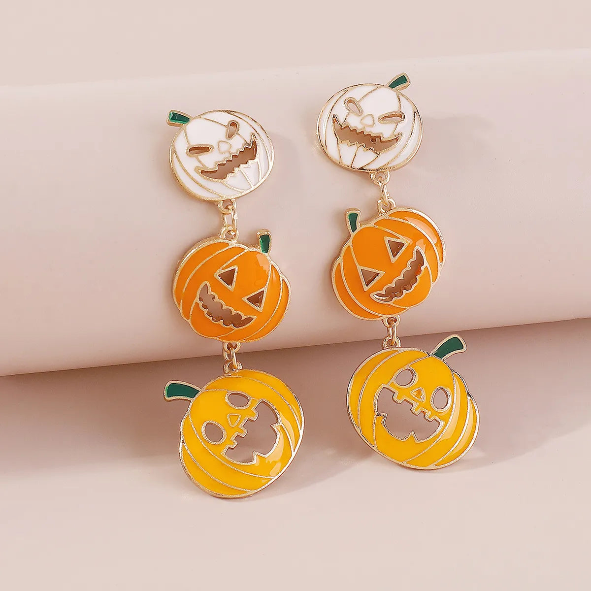 Wholesale Jewelry Gothic Cool Style Pumpkin Alloy Enamel Drop Earrings