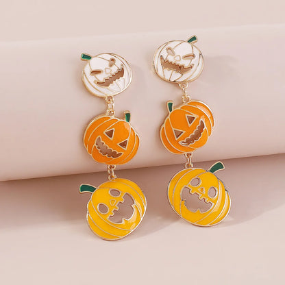 Wholesale Jewelry Gothic Cool Style Pumpkin Alloy Enamel Drop Earrings