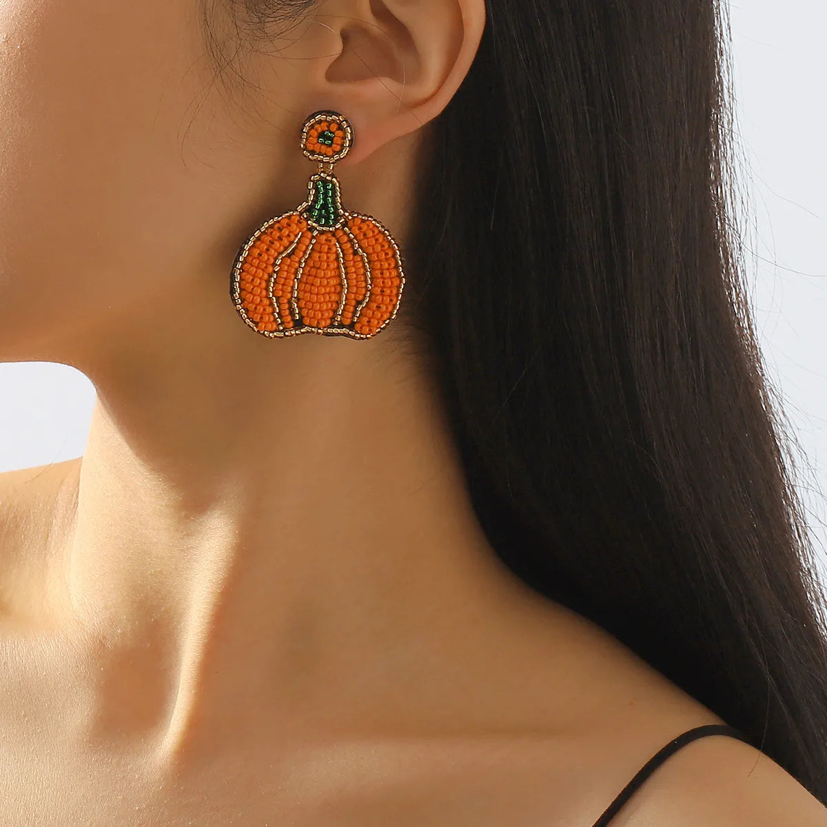 Wholesale Jewelry Gothic Exaggerated Pumpkin Seed Bead Beaded Drop Earrings