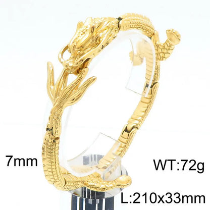 Wholesale Jewelry Gothic Punk Cool Style Dragon 304 Stainless Steel 18K Gold Plated Rings Bracelets