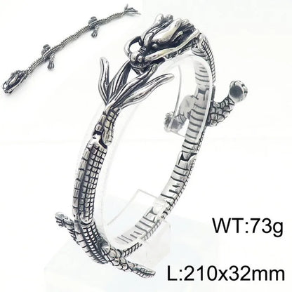 Wholesale Jewelry Gothic Punk Cool Style Dragon 304 Stainless Steel 18K Gold Plated Rings Bracelets