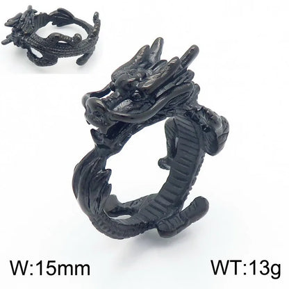 Wholesale Jewelry Gothic Punk Cool Style Dragon 304 Stainless Steel 18K Gold Plated Rings Bracelets