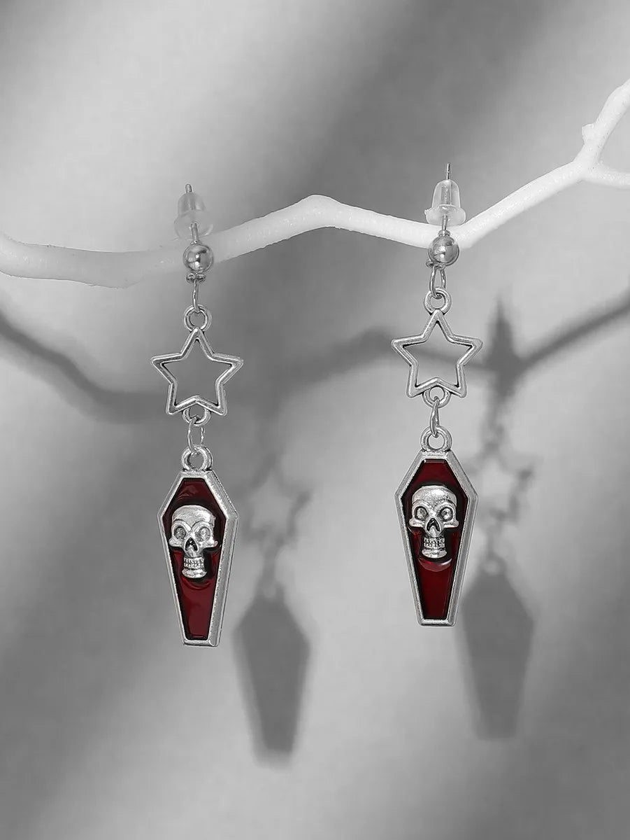 1 Pair Gothic Retro Punk Skull Enamel Alloy Drop Earrings