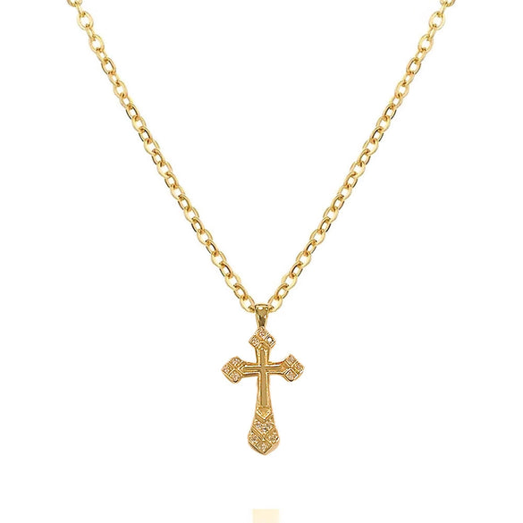 Wholesale Jewelry Gothic Style Cross Copper Microinlay Pendant Ochain Necklace For Women